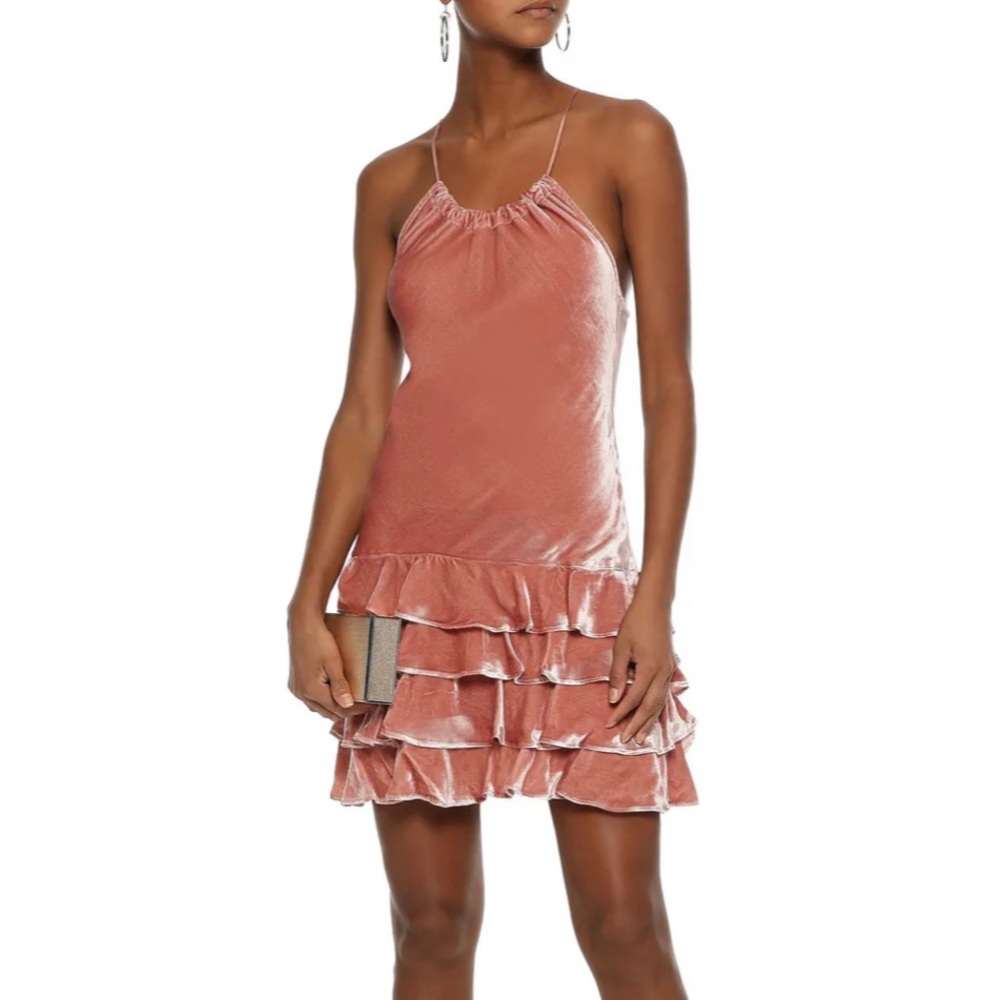 NEW MARISSA WEBB TIERED VELVET MINI DRESS